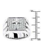 14K White Gold Mens Diamond Cross Ring by LUXURMAN