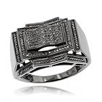 Mens Black Diamond Ring 10K Gold by LUXURMAN (0.5 