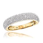 Thin 14K Yellow Gold Micro Pave Diamond Wedding Ba