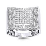 14K White Gold Iced Out Mens Diamond Ring by LUXUR