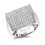 14K white Gold Mens Designer Diamond Ring 2 Carats