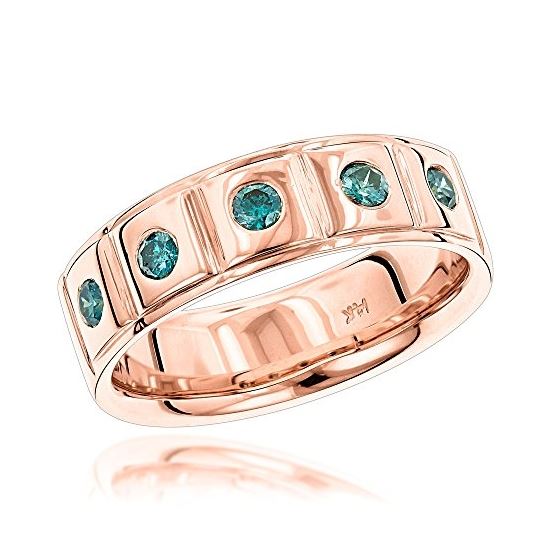 LUXURMAN Rings: 5 Blue Diamond Wedding Band for Me