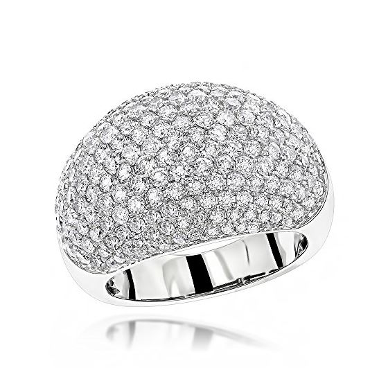 14K White Gold Ladies Designer Pave Diamond Ring b