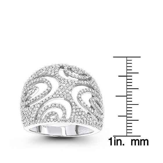 14K White Gold Unique Diamond Ring Cut-Out Motif b