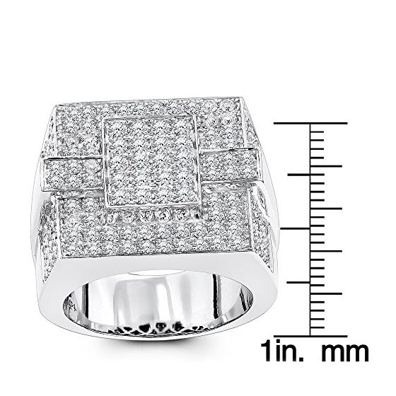 14K Gold Mens Pave Diamond Ring 3.5 Carats of Diam