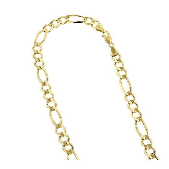 10k Yellow Solid Gold 9.5mm Wide Figaro Chain Neck