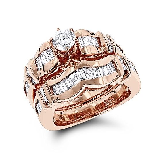 LUXURMAN 14K Gold Diamond Designer Engagement Ring
