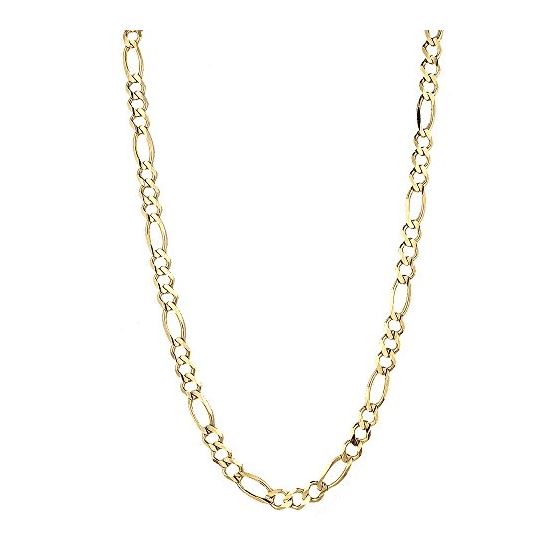 10k Yellow Solid Gold 9.5mm Wide Figaro Chain Neck