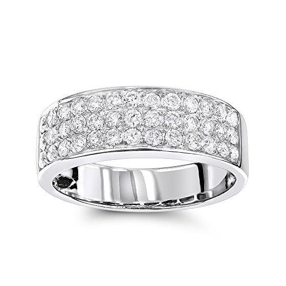 Elegant Diamond Wedding Bands 14K White Gold by LU