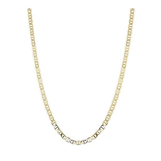 10K Yellow Gold Solid Flat Mariner Chain 6mm Wide 