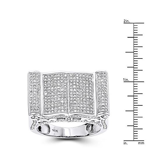 Mens Pave Diamond Ring 14K White Gold 1.52ct by LU