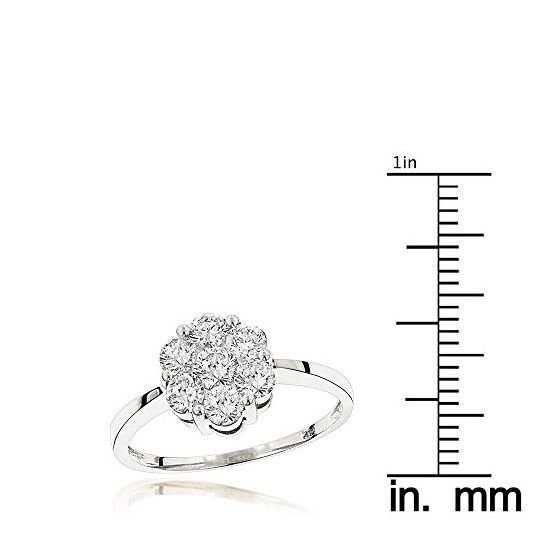 14K White Gold 7 Stone Ladies Diamond Cluster Ring