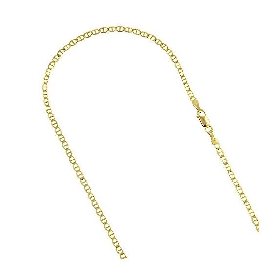 10K Yellow Gold Solid Flat Mariner Chain 2.5mm Wid