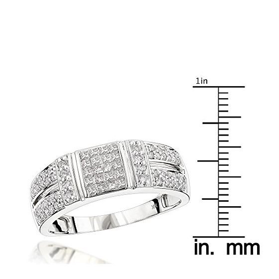 14K White Gold Diamond Ring Round Princess Diamond