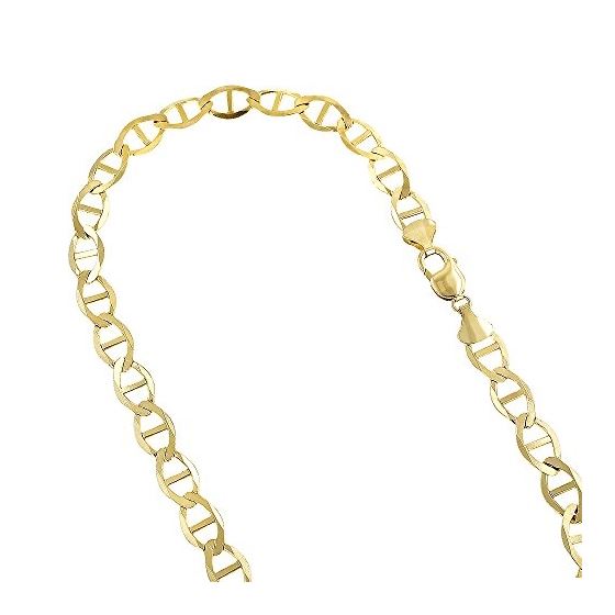 10K Yellow Gold Solid Flat Mariner Chain 10.5mm Wi