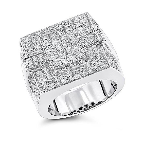 14K Gold Mens Pave Diamond Ring 3.5 Carats of Diam