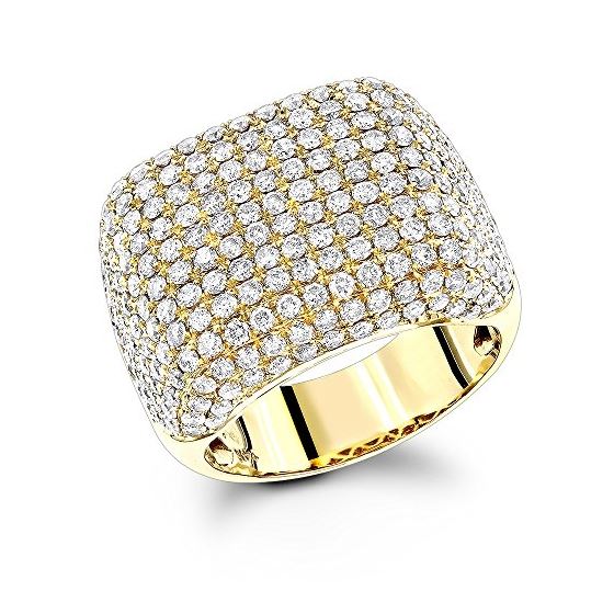 14K Yellow Gold Designer Mens Ring Diamond Band by