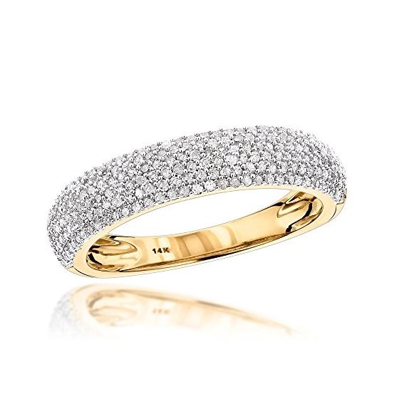 Thin 14K Yellow Gold Micro Pave Diamond Wedding Ba