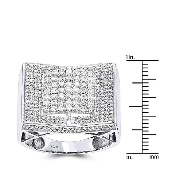 14K White Gold Iced Out Mens Diamond Ring by LUXUR