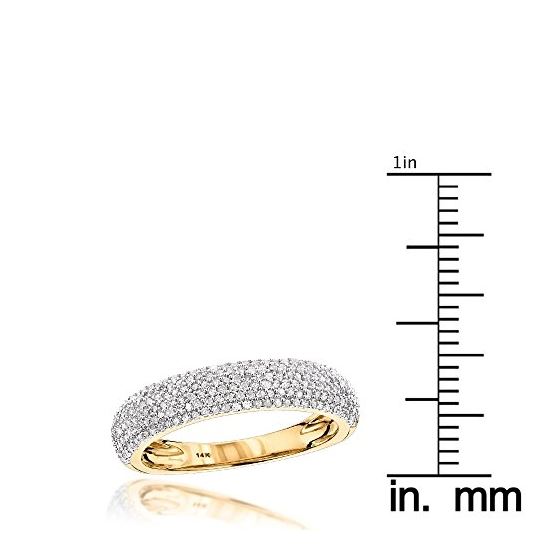 Thin 14K Yellow Gold Micro Pave Diamond Wedding Ba