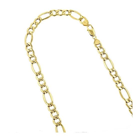 10k Yellow Gold 9.5mm Wide Figaro Chain Hollow Nec