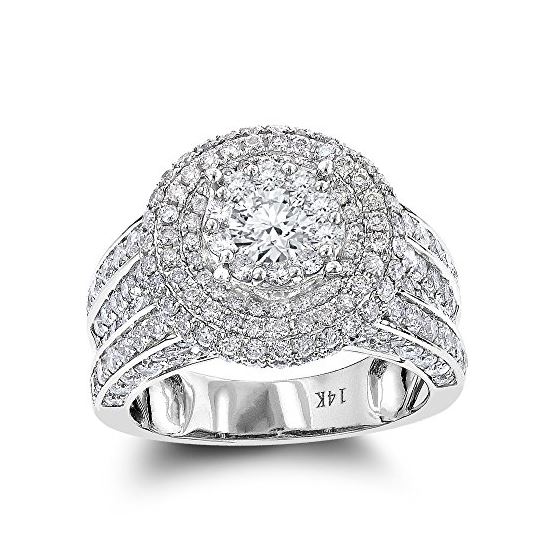 Vintage Round Diamond Engagement Ring 14K White Go
