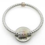 Ladies .925 Italian Sterling Silver white fancy italian primavera bracelet Diameter - 2.55 inches 3