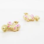 14K Yellow gold Butterfly cz chandelier earrings for Children/Kids web388 3