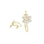 14K Yellow gold Flower cz hoop earrings for Children/Kids web42 1