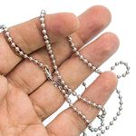 14K WHITE Gold SOLID BALL Chain - 24 Inches Long 3MM Wide 3