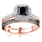 10K White Black 1.2 Ctw Diamonds Unique Bridal Eng