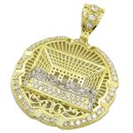 Mens 10k Yellow Gold Round Last supper with stones Jesus Pendant 1