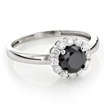 14K White And Black Natural 1.5 Ctw Diamonds Engag