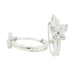 14K White gold Butterfly cz hoop earrings for Children/Kids web335 1