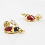 14K Yellow gold Bettle cz chandelier earrings for Children/Kids web498 3