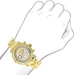 Luxurman Womens Real Diamond Yellow Gold Plated Montana Watch 2ct Extra Straps 3