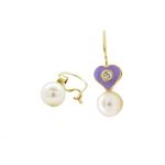 14K Yellow gold Heart and pearl hoop earrings for Children/Kids web51 1
