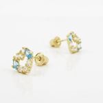 14K Yellow gold Heart fancy cz stud earrings for Children/Kids web437 3