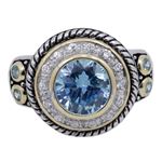 "Ladies .925 Italian Sterling Silver Baby blue synthetic gemstone ring SAR22 6