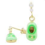 14K Yellow gold Baby shoe cz chandelier earrings for Children/Kids web376 1