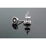 .925 Sterling Silver White Octagon White and Black Onyx Crystal Micro Pave Unisex Mens Stud Earrings