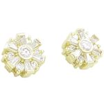 Womens 10k Yellow gold Fancy round white cz stud earring ELMI30 1