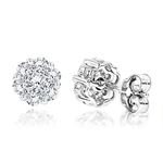 Ladies 14K Natural 1 Ctw Diamond Cluster Stud Earr