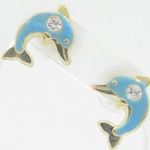 "14K Gold Earrings heart star flower dolphin penguin for Childeren