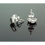 .925 Sterling Silver White Heart White and Black Onyx Crystal Micro Pave Unisex Mens Stud Earrings 3