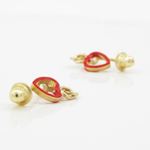 14K Yellow gold Open heart cz chandelier earrings for Children/Kids web411 3