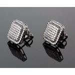 Sterling Silver Unisex Fashion Square Hand Set Stud Earrings ME0223b 1