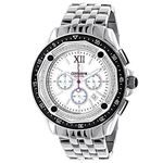 Centorum Falcon Mens Real Diamond Watch 0.55ct White MOP Chronograph Steel Band 1