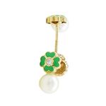 14K Yellow gold Flower pearl stud earrings for Children/Kids web90 1