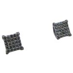 Mens .925 sterling silver Black 5 row square earring MLCZ39 5mm thick and 6mm wide Size 1